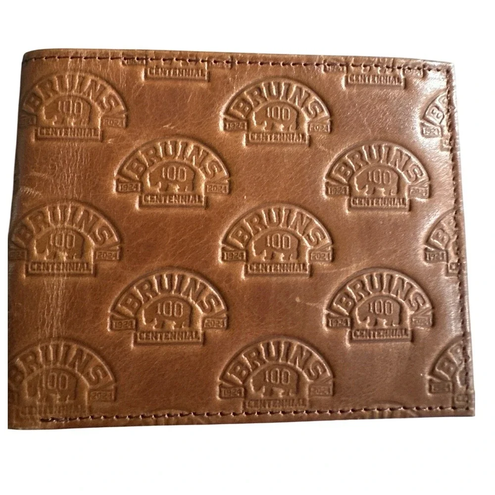 Boston Bruins 100th Anniversary Leather Wallet NHL Hockey Fan Gift Bifold NWT